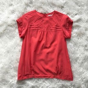 Madewell Broadway and Broome Coral Pink Silk Top‎